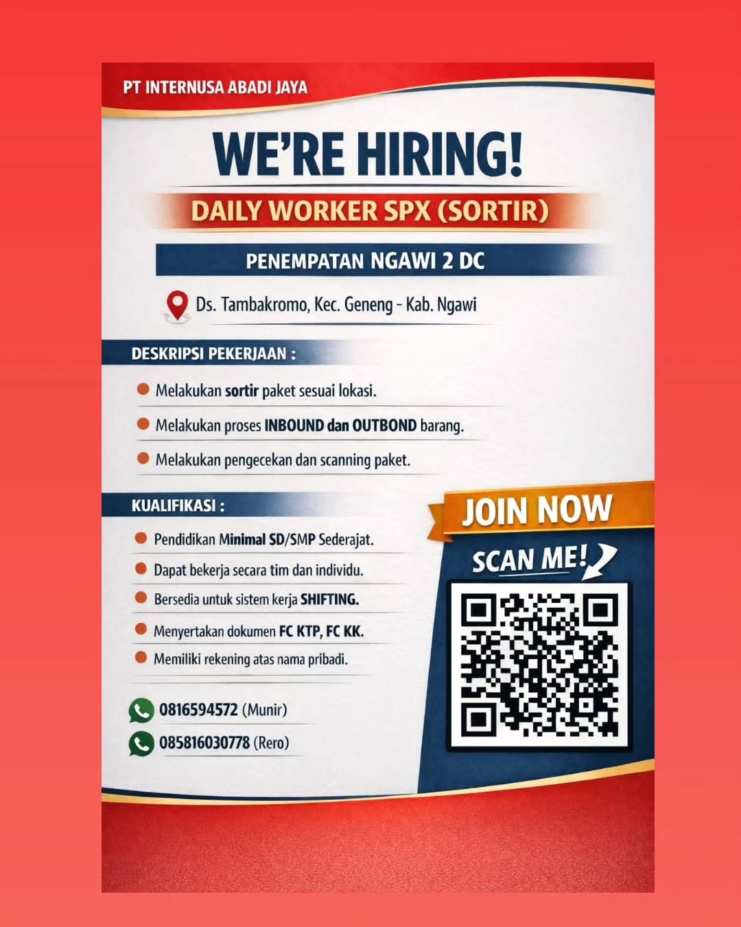 DAILY WORKER SPX (SORTIR) - PT INTERNUSA ABADI JAYA